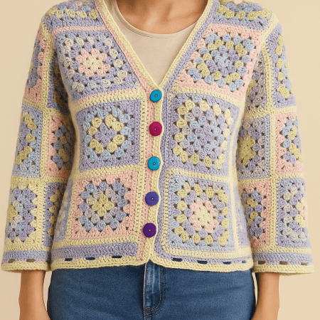Pastel Granny Square Crochet Sweater